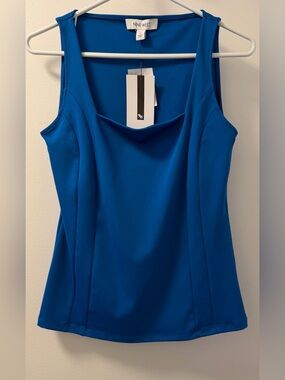 NWT Nine West Royal Blue Cowl-Neck Sleeveless Top XS